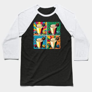 Eggnog Elegance: A Pop Art Celebration - Festive Beverage Baseball T-Shirt